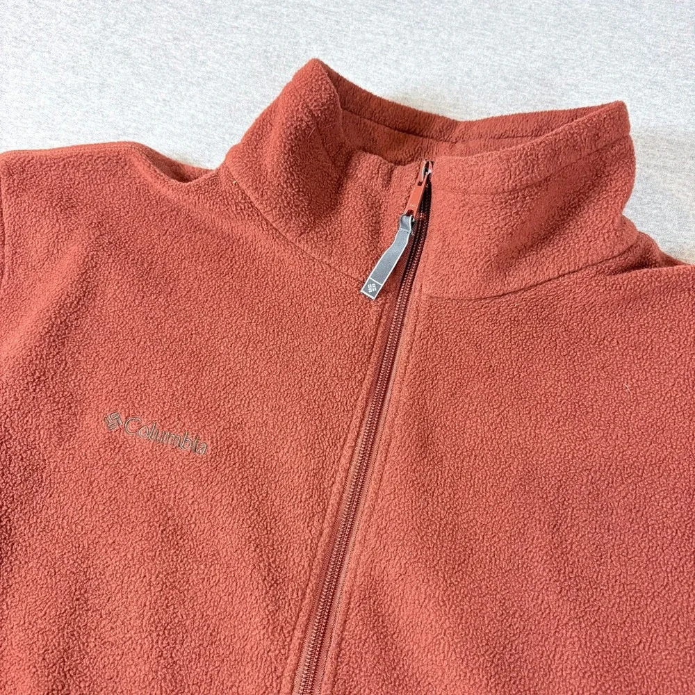 Columbia Fleece Vest Mens XXL Rust Orange Full Zip Sleeveless Jacket Gorpcore
